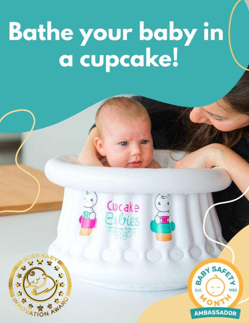 Easy Pack : Inflatable Small Cupcake Babies Bath for babies from birth up to 1 year + inflator + duck. Inflatable baby bath My Store