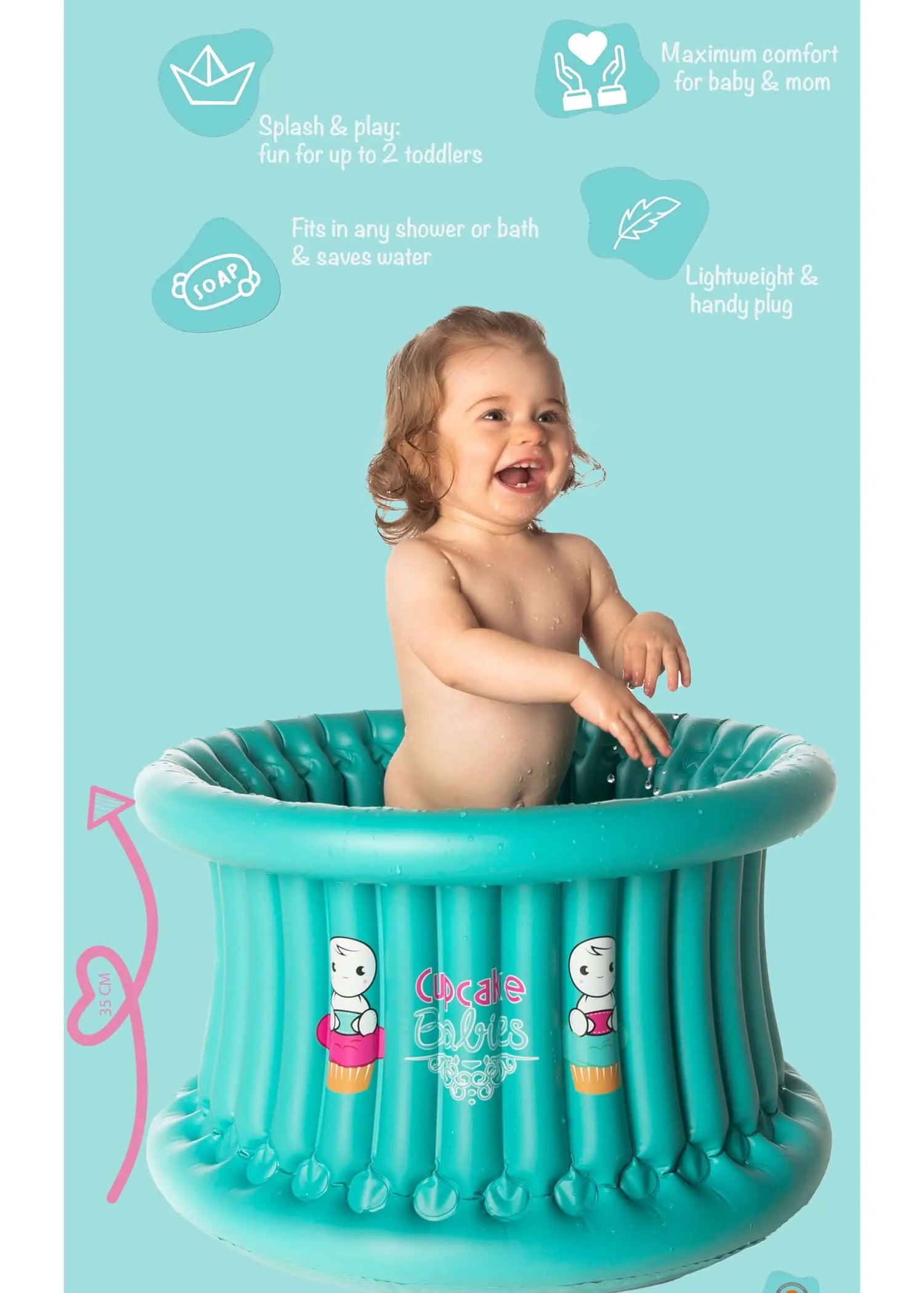 Inflatable Baby Bathtub | Portable Baby Tub | Cupcake Babies